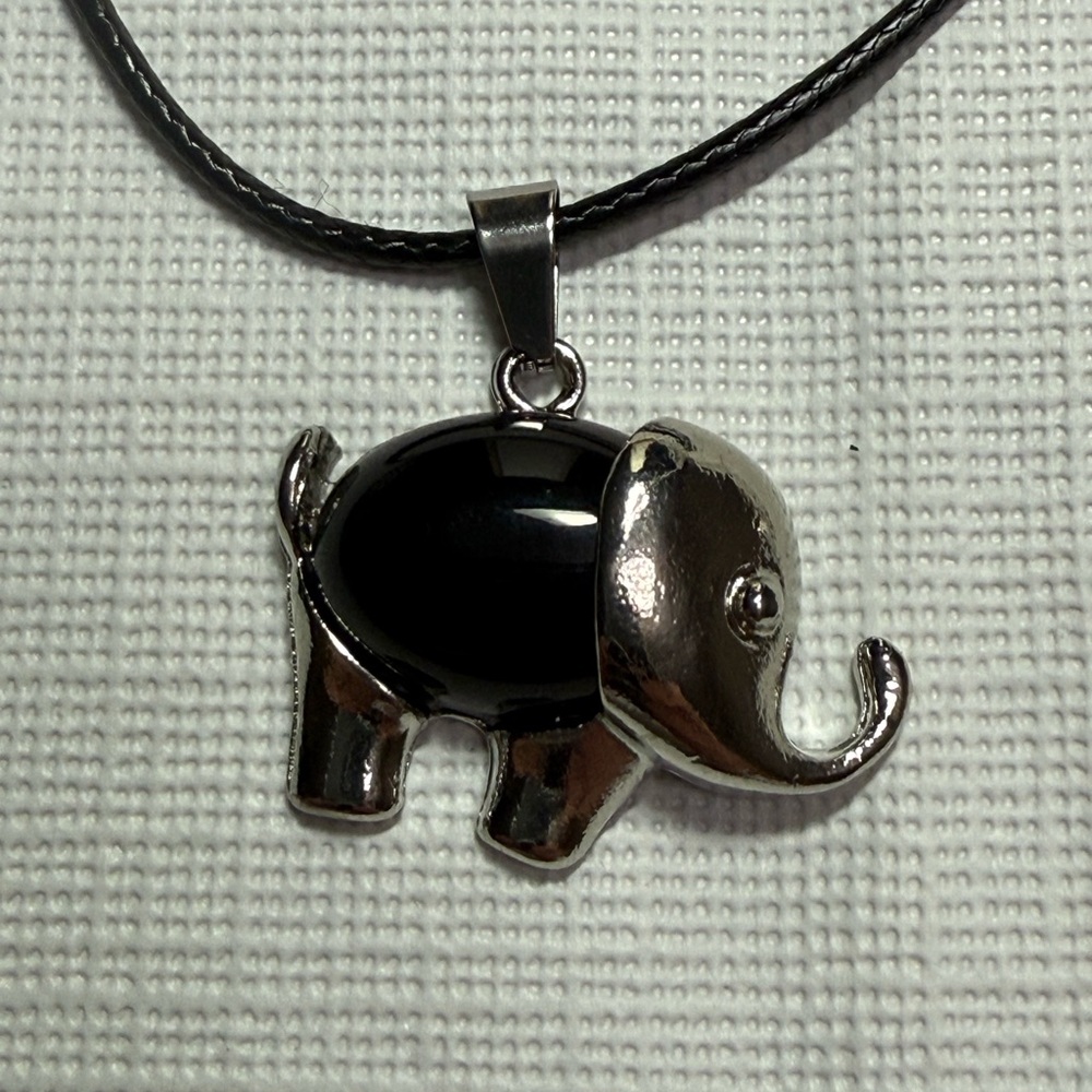 Elegant Black and Silver Elephant Necklace